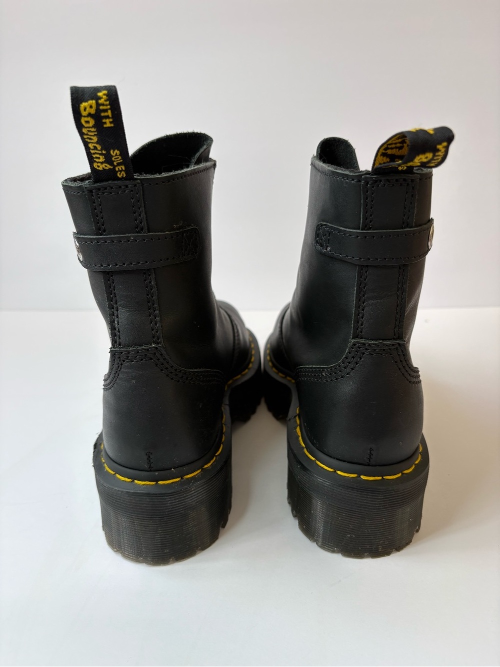 Dr. Martens Jetta Black Sendal Leather Zip Front Platform Boots Women 7 Grunge - Picture 4 of 8